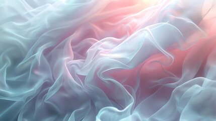 Obraz premium Abstract pastel flow art featuring soft, dreamy waves of blue and pink, creating a delicate and ethereal aesthetic suitable for backgrounds.
