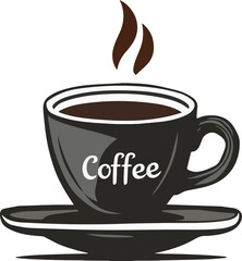 vector art of a coffee cup with Hot Coffee