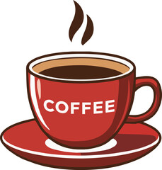 vector art of a coffee cup with Hot Coffee
