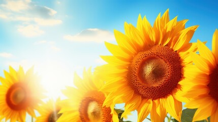 Feel the warmth with a stunning sunflower field in full bloom, radiating optimism under the golden sunlight.