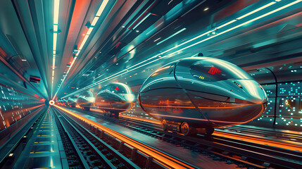 Fototapeta premium Journey Through Futuristic transport system