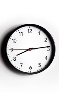 Round Wall Clock time lapse. Clock Counting Down 24 Hour Day Fast Speed. Clock with moving arrows. Clock time lapse UHD 4K. 12h loop. Black Frame, Red pointer second pointer. Time running fast