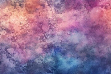 Fototapeta premium Vivid watercolor clouds abstract background with shades of pink, purple, and blue, perfect for creative projects and artistic designs.