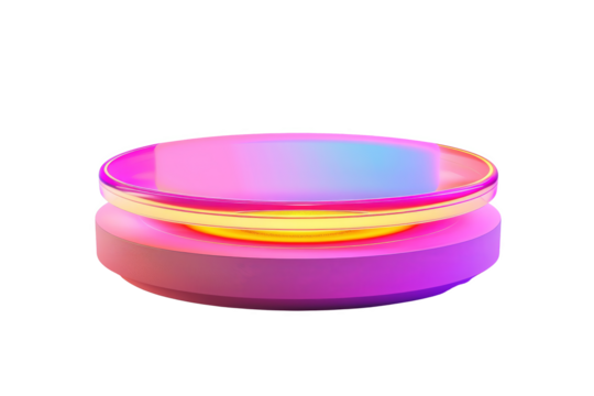 Colorful, futuristic platform with neon lights, displaying vibrant hues of pink, purple, and blue. Perfect for tech, design, or digital themes.
