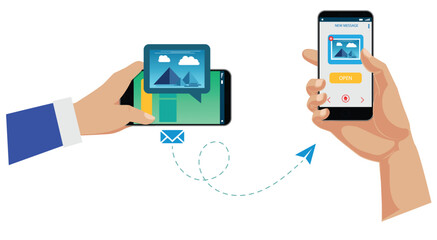 Set of Direct Message Process concept. 3D Illustration