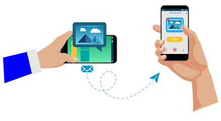 Set of Direct Message Process concept. 3D Illustration