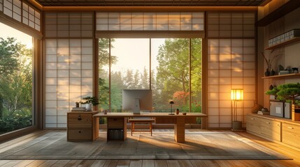 Fototapeta premium Private office for online meetings There are beautiful background pictures.
