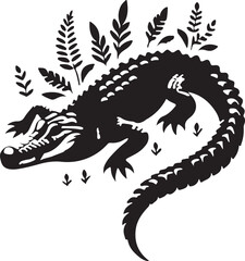 Obraz premium Alligator design black & whote silhouette vector art work EPS file