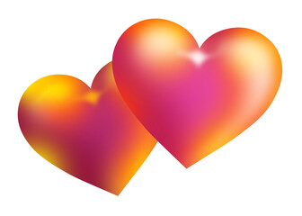 Two red hearts isolated