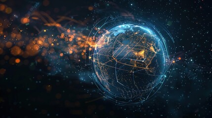 Obraz premium Digital Globe with Network Connections
