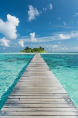 Fototapeta premium Long Pier Leading to Tropical Island