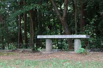 Gray stone bench