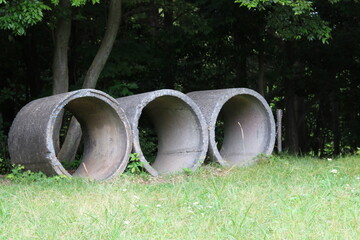 Three cylindrical structures