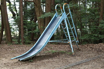 Blue playground slide