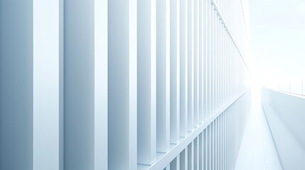 Obraz premium Modern minimalist architectural design with sharp lines and sunlight filtering through a white futuristic structure, creating depth and perspective.