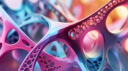 Obraz premium Colorful Abstract Geometric 3D Shapes with Fluid Organic Forms and Vibrant Hues