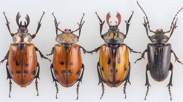 Skin beetles with visible abdomen hair Dermestes murinus from Dermestidae family