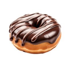 Chocolate filled, glazed big donut isolated on white background