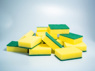 Pile of dish sponges shot from above