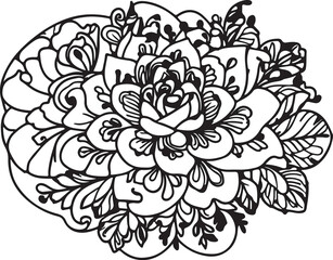 Mandala with roses. Ornament. Abstraction.Coloring book antistress for children and adults