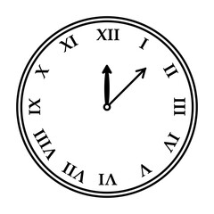 Roman numerals clock face. White clock design isolated on white background. Ready for your design. Clock icon. Time is the concept of pulsating. Analog clock vector icon. Symbol of time management