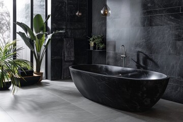 a sleek onyx black cement surface, capturing the essence of modernity and sophistication.