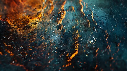 Abstract background with vibrant orange, blue, and black colors.  A swirling, fluid texture.  Perfect for digital art or design.