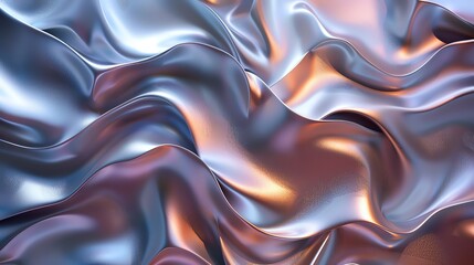 Obraz premium Abstract iridescent fluid background with flowing, liquid-like texture. Shimmering silver and blue with subtle pink highlights. Digital art.
