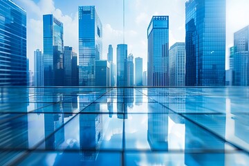 Modern city skyline with skyscrappers and reflection created with Generative AI