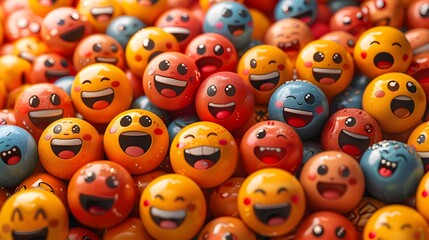 Colorful Smiling Emoji Faces Expressing Positive Emotions