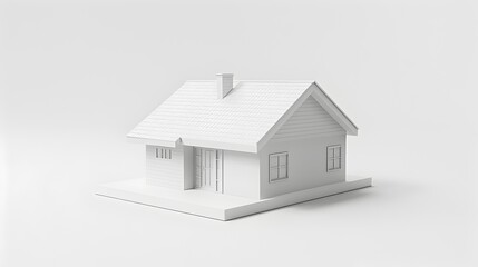 Fototapeta premium Minimalist Geometric White and Grey Residential House with Roof Tiles and Facade