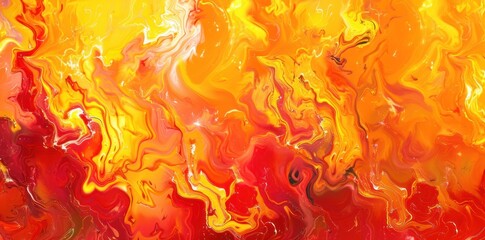 Abstract Swirling Orange and Red Liquid Painting