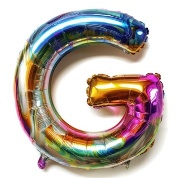 Letter g from a rainbow balloon. Generative AI.