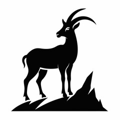 Mountain Goat icon vector art silhouette illustration.