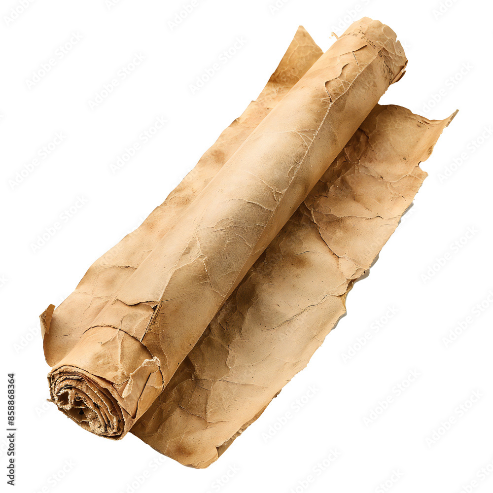 Wall mural ancient paper scroll isolated on white background generative ai