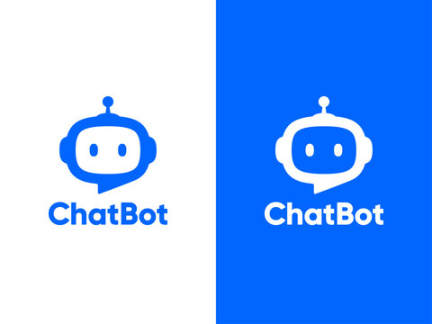 Chat Bot logo design concept. Virtual smart assistant Bot icon. Robot head with speech bubble. Customer support service Chat Bot. Vector illustration