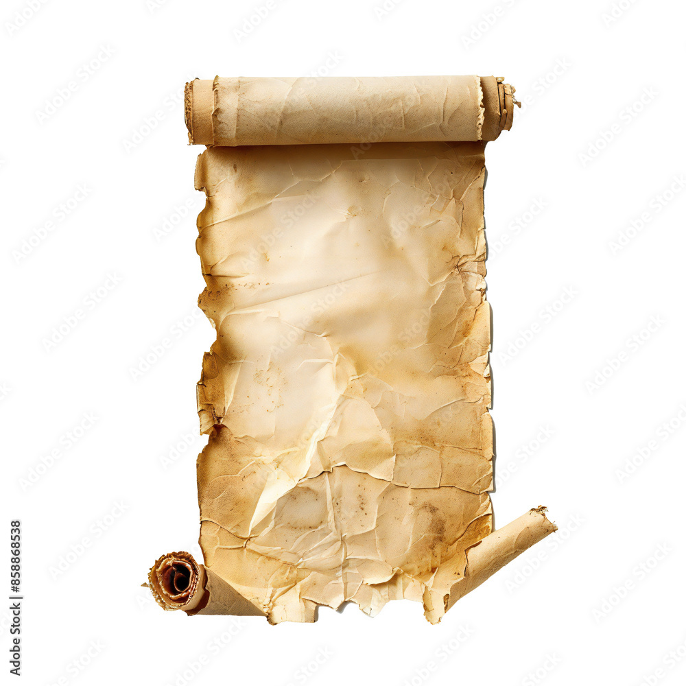 Wall mural ancient paper scroll isolated on white background generative ai