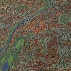 3D illustration of city and urban in Munich Germany