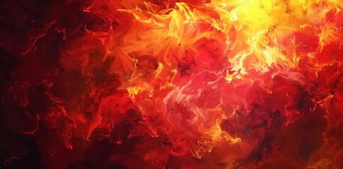 Abstract Flame Painting: Swirling Red and Yellow Hues