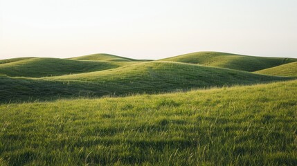 Obraz premium Expansive view of short grassy hills with a smooth, uniform texture