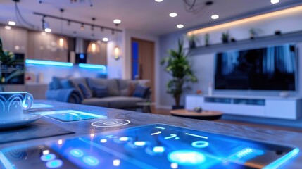 Modern Smart Home Living Room with Advanced Technology