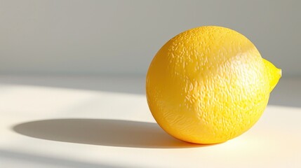 Single Lemon on a White Background