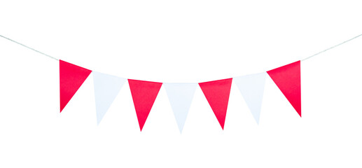 red and white party flags isolated