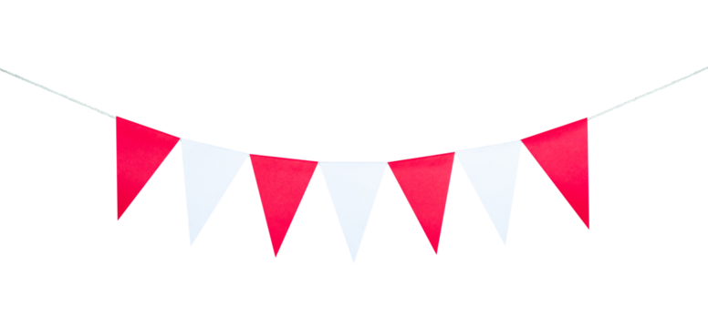 red and white party flags isolated