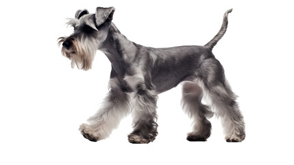 side view of walking schnauzer puppy