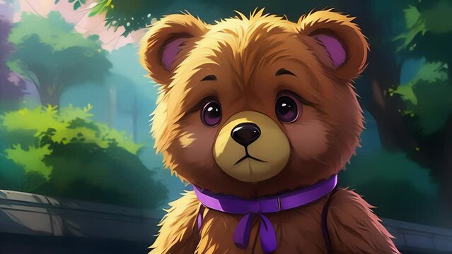 Cute teddy bear is sad alone in the city park