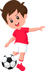 Kid Playing Soccer Football Kicking Illustration