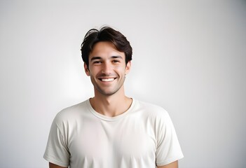 Positive smiling man on clean background