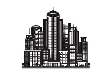 Naklejka premium High rise Building City silhouette Icon vector Illustration artwork