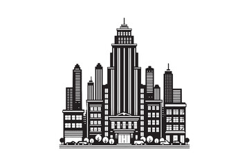 High rise Building City silhouette Icon vector Illustration artwork